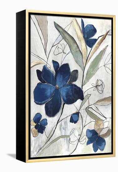 Modern Blue Floral I-Asia Jensen-Framed Stretched Canvas