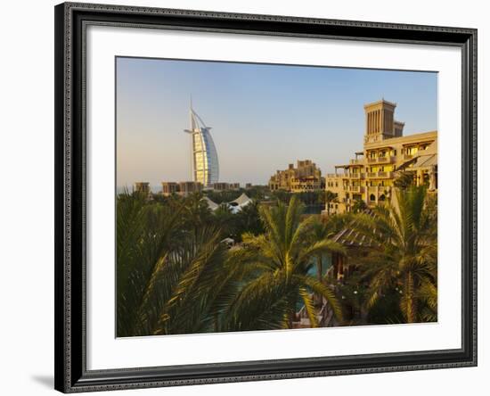 Modern Burj Al Arab Hotel and Traditional Wind House, Dubai, United Arab Emirates-Keren Su-Framed Photographic Print