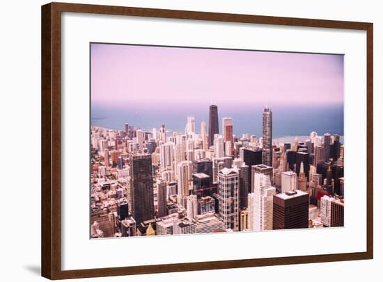 Modern Chicago Skyline Aerial View-Yulia1986-Framed Photographic Print