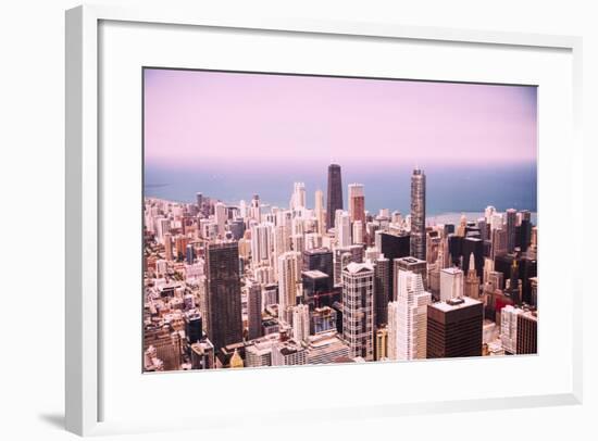 Modern Chicago Skyline Aerial View-Yulia1986-Framed Photographic Print