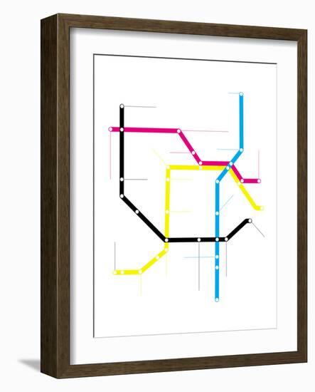 Modern City Subway Map-oriontrail2-Framed Art Print