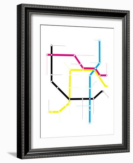 Modern City Subway Map-oriontrail2-Framed Art Print