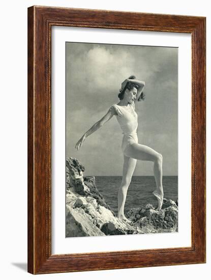 Modern Dancer on Rocks-null-Framed Art Print