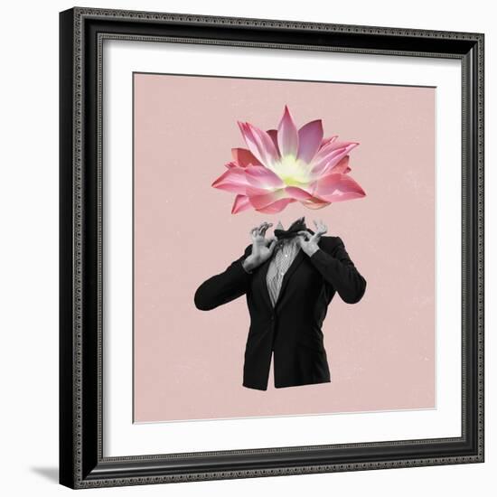 Modern Design, Contemporary Art Collage. Inspiration, Idea, Trendy Urban Magazine Style. Man in Bus-master1305-Framed Photographic Print