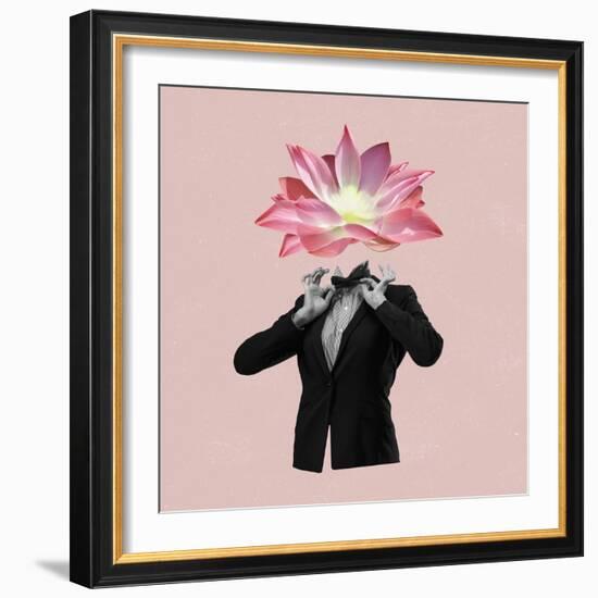 Modern Design, Contemporary Art Collage. Inspiration, Idea, Trendy Urban Magazine Style. Man in Bus-master1305-Framed Photographic Print