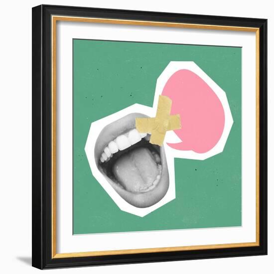 Modern Design, Contemporary Art Collage. Inspiration, Idea, Trendy Urban Magazine Style. Open Mouth-master1305-Framed Photographic Print