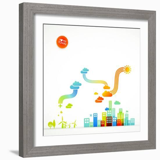 Modern Ecological Town Illustration-radoma-Framed Art Print