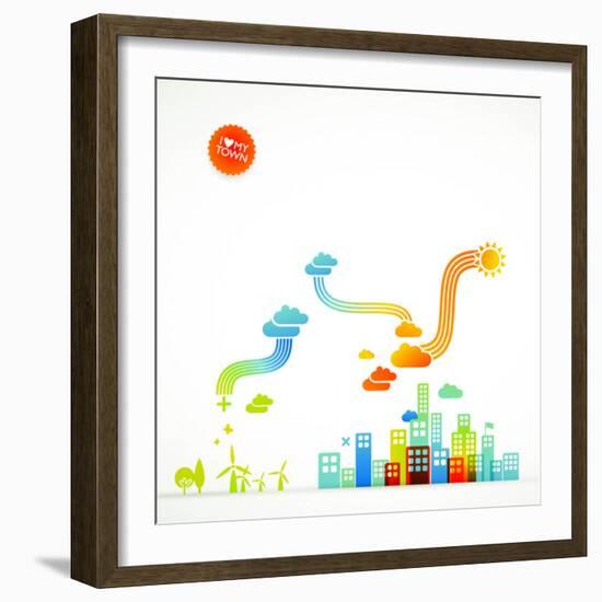 Modern Ecological Town Illustration-radoma-Framed Art Print