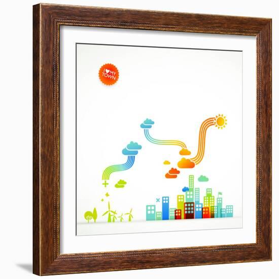 Modern Ecological Town Illustration-radoma-Framed Art Print