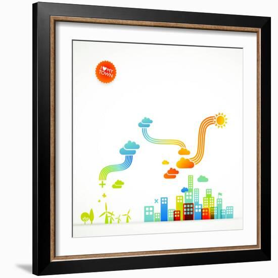 Modern Ecological Town Illustration-radoma-Framed Art Print