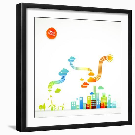 Modern Ecological Town Illustration-radoma-Framed Art Print