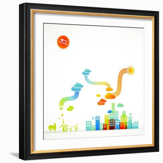 Modern Ecological Town Illustration-radoma-Framed Art Print