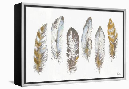 Modern Gold Feathers Panel-Patricia Pinto-Framed Stretched Canvas