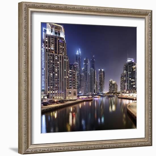 Modern High Rises, Dubai Marina by Night, Dubai, United Arab Emirates, the Middle East-Axel Schmies-Framed Photographic Print