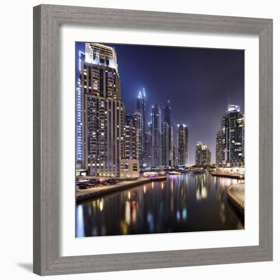 Modern High Rises, Dubai Marina by Night, Dubai, United Arab Emirates, the Middle East-Axel Schmies-Framed Photographic Print