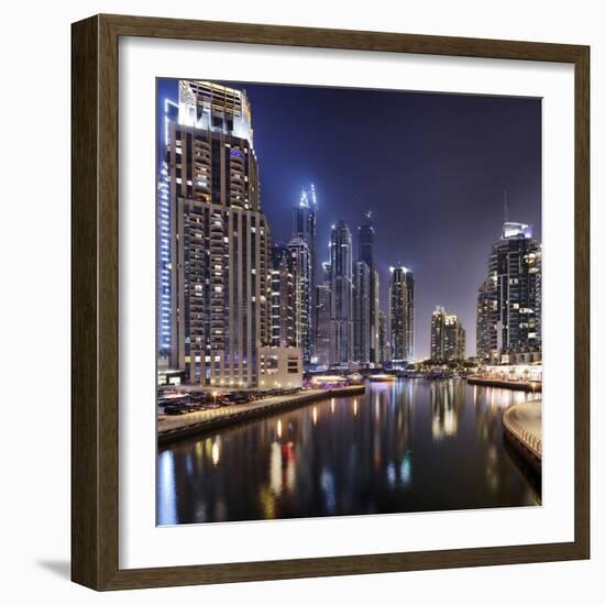 Modern High Rises, Dubai Marina by Night, Dubai, United Arab Emirates, the Middle East-Axel Schmies-Framed Photographic Print