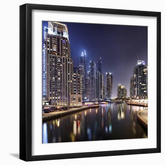 Modern High Rises, Dubai Marina by Night, Dubai, United Arab Emirates, the Middle East-Axel Schmies-Framed Photographic Print