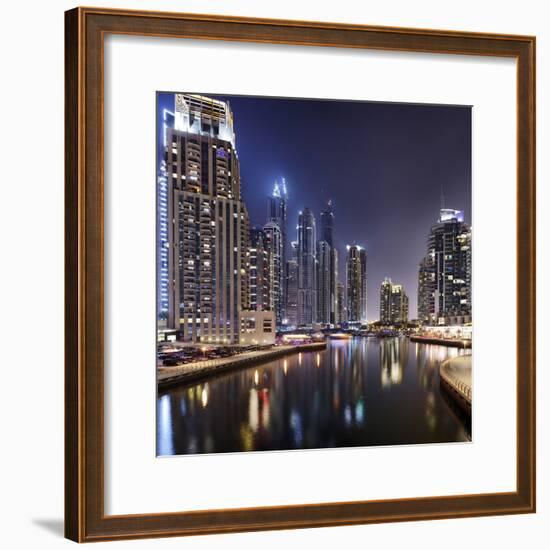 Modern High Rises, Dubai Marina by Night, Dubai, United Arab Emirates, the Middle East-Axel Schmies-Framed Photographic Print