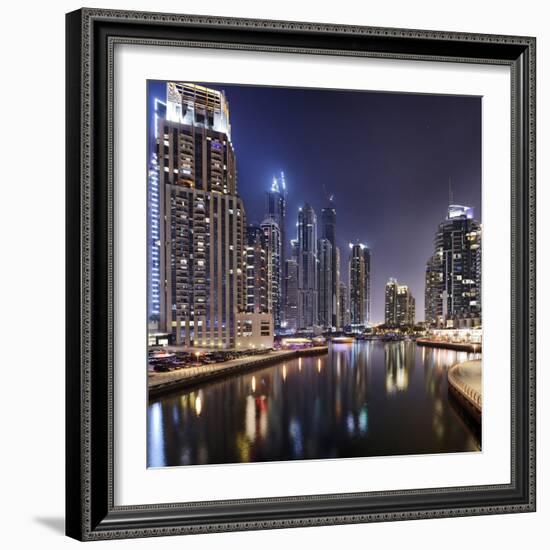 Modern High Rises, Dubai Marina by Night, Dubai, United Arab Emirates, the Middle East-Axel Schmies-Framed Photographic Print