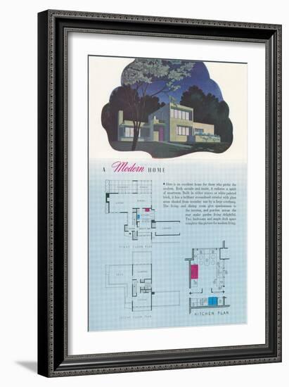 Modern Home and Floor Plan-null-Framed Art Print