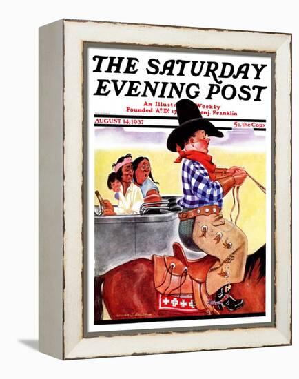 "Modern Indians and Dude," Saturday Evening Post Cover, August 14, 1937-William Bailey-Framed Premier Image Canvas