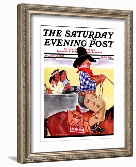 "Modern Indians and Dude," Saturday Evening Post Cover, August 14, 1937-William Bailey-Framed Giclee Print