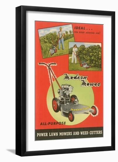 Modern Lawn Mower Advertisement-null-Framed Art Print