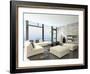 Modern Living Room with Huge Windows and Concrete Stone Wall-PlusONE-Framed Photographic Print