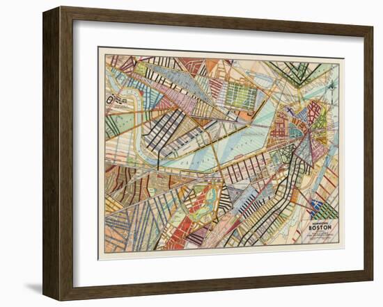 Modern Map of Boston-Nikki Galapon-Framed Art Print