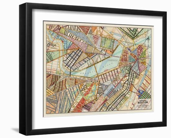 Modern Map of Boston-Nikki Galapon-Framed Art Print