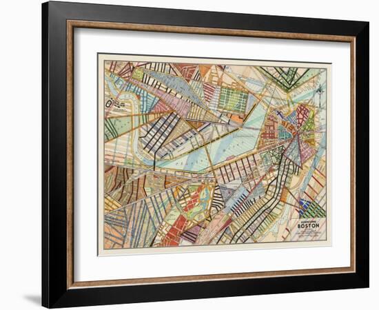 Modern Map of Boston-Nikki Galapon-Framed Art Print