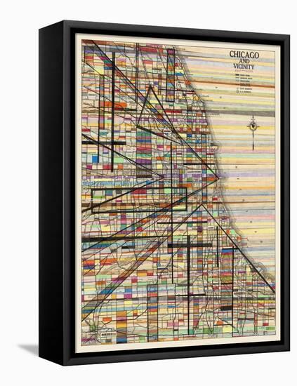 Modern Map of Chicago-Nikki Galapon-Framed Stretched Canvas