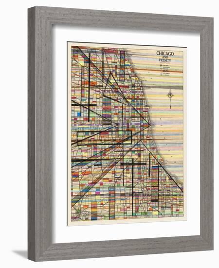 Modern Map of Chicago-Nikki Galapon-Framed Art Print