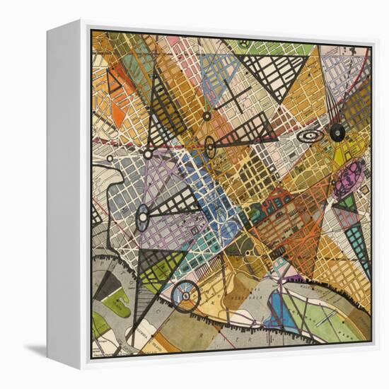 Modern Map of D.C.-Nikki Galapon-Framed Stretched Canvas