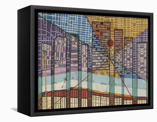 Modern Map of Detroit-Nikki Galapon-Framed Stretched Canvas