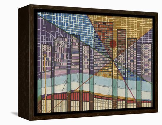 Modern Map of Detroit-Nikki Galapon-Framed Stretched Canvas