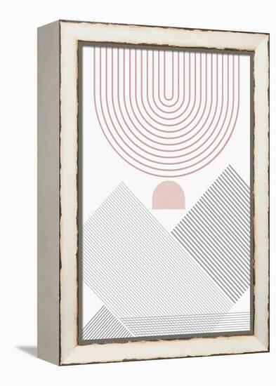 Modern Mid Century Abstract Pink Grey 3-Urban Epiphany-Framed Stretched Canvas