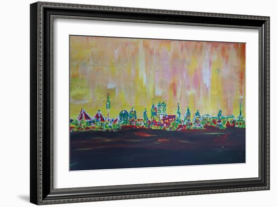 Modern Munich Skyline Silhouette in Neon-Martina Bleichner-Framed Premium Giclee Print