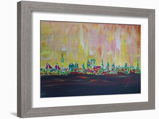 Modern Munich Skyline Silhouette in Neon-Martina Bleichner-Framed Art Print