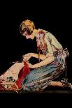 Woman Cuts a Dress Patter with Her Scissors-Modern Priscilla-Framed Art Print
