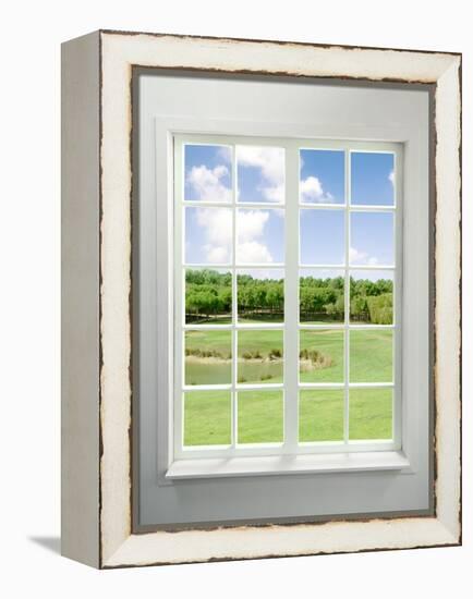 Modern Residential Window with Lake View-ilker canikligil-Framed Stretched Canvas