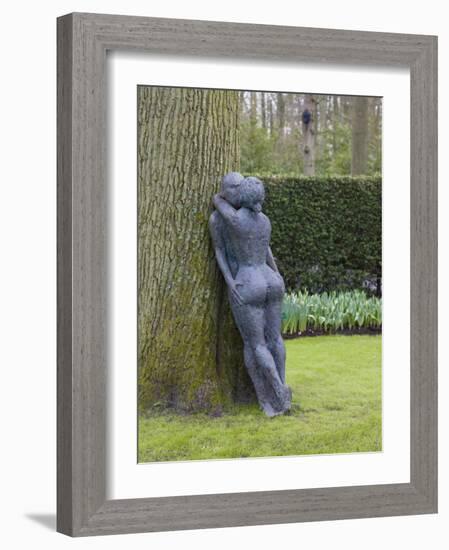 Modern Sculpture of Nude Couple Embracing, Keukenhof, Park and Gardens Near Amsterdam, Netherlands-Amanda Hall-Framed Photographic Print