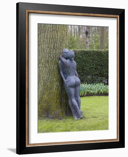 Modern Sculpture of Nude Couple Embracing, Keukenhof, Park and Gardens Near Amsterdam, Netherlands-Amanda Hall-Framed Photographic Print