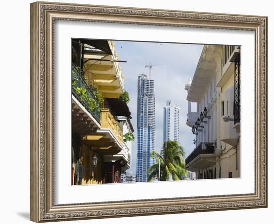 Modern Skyscrapers and Historical Old Town, UNESCO World Heritage Site, Panama City, Panama-Christian Kober-Framed Photographic Print