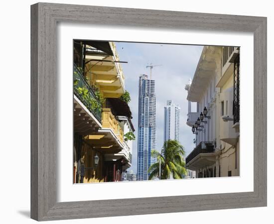 Modern Skyscrapers and Historical Old Town, UNESCO World Heritage Site, Panama City, Panama-Christian Kober-Framed Photographic Print