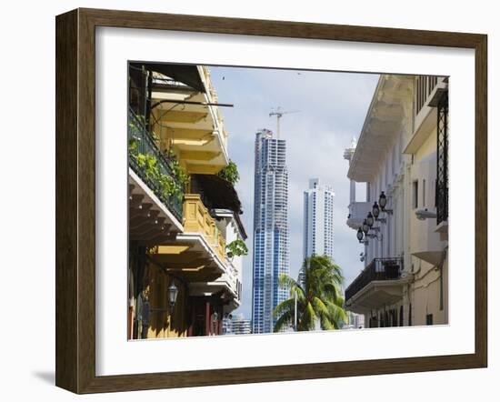 Modern Skyscrapers and Historical Old Town, UNESCO World Heritage Site, Panama City, Panama-Christian Kober-Framed Photographic Print