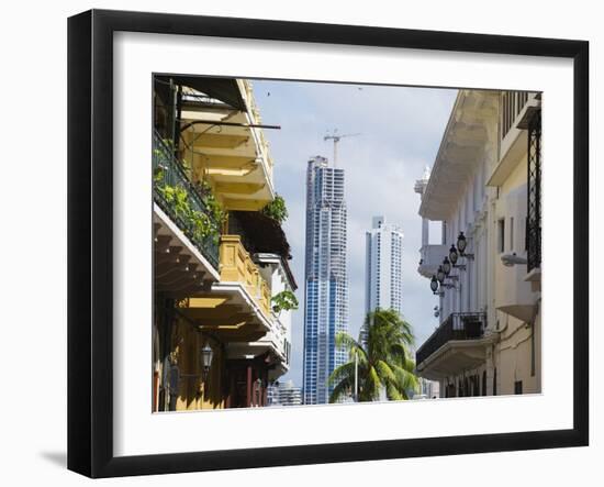 Modern Skyscrapers and Historical Old Town, UNESCO World Heritage Site, Panama City, Panama-Christian Kober-Framed Photographic Print