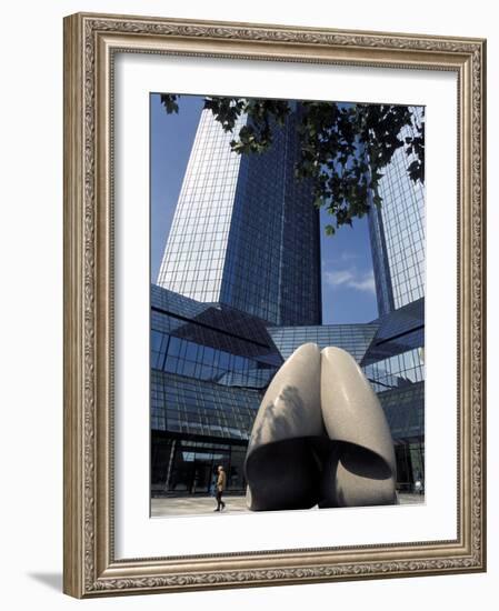 Modern Statue in the Square Between Skyscrapers, Frankfurt-Am-Main, Germany-Richard Nebesky-Framed Photographic Print
