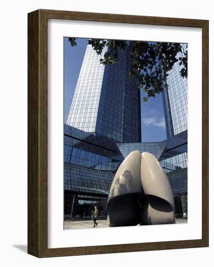 Modern Statue in the Square Between Skyscrapers, Frankfurt-Am-Main, Germany-Richard Nebesky-Framed Photographic Print