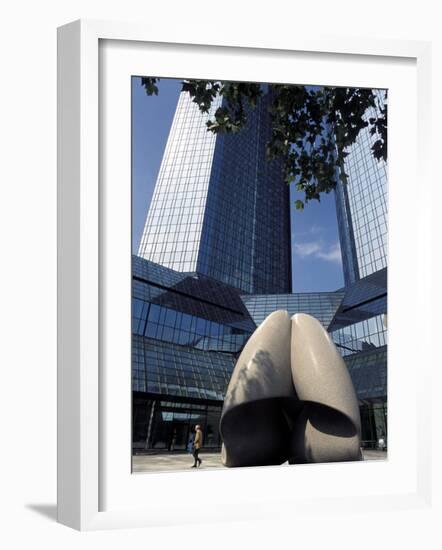 Modern Statue in the Square Between Skyscrapers, Frankfurt-Am-Main, Germany-Richard Nebesky-Framed Photographic Print